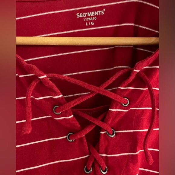 Sz.L-Striped Top and V-Neck Tie Top - Picture 3 of 5